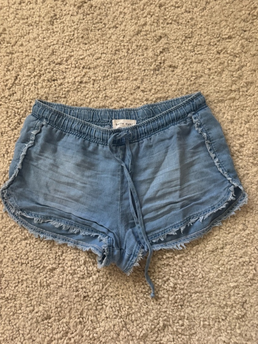 Bella Dahl Washed Light Blue Drawstring Lounge Shorts